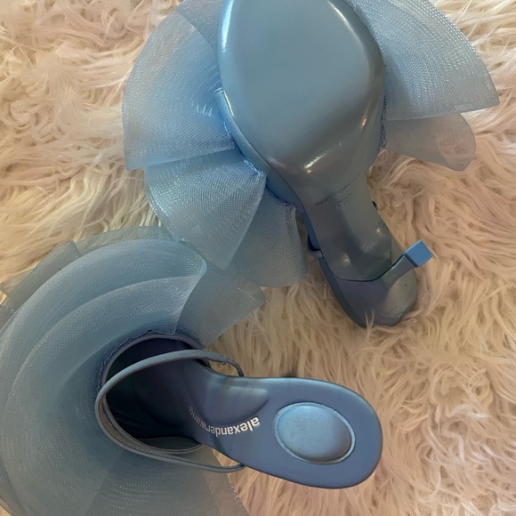 Insanely Pretty Alexander Wang “Pom 105” Silk Tulle Sandals Sky Blue 38.5 BNIB - Picture 10 of 15